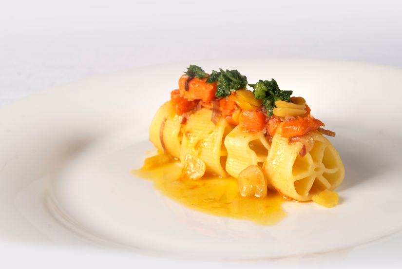 ruote pazze con zucca e baccalà